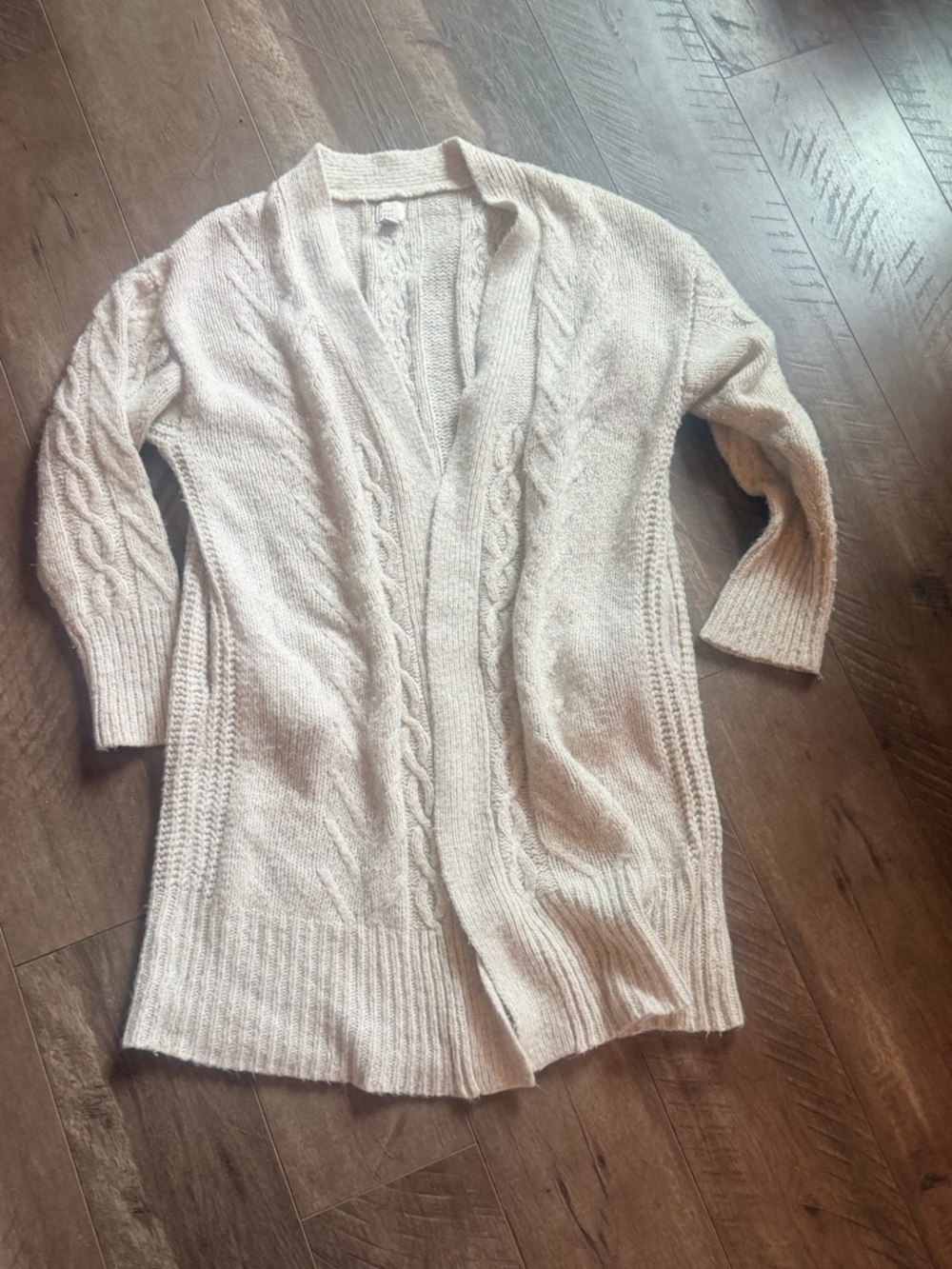 a new day Cream Cable Knit Open-Front Cardigan